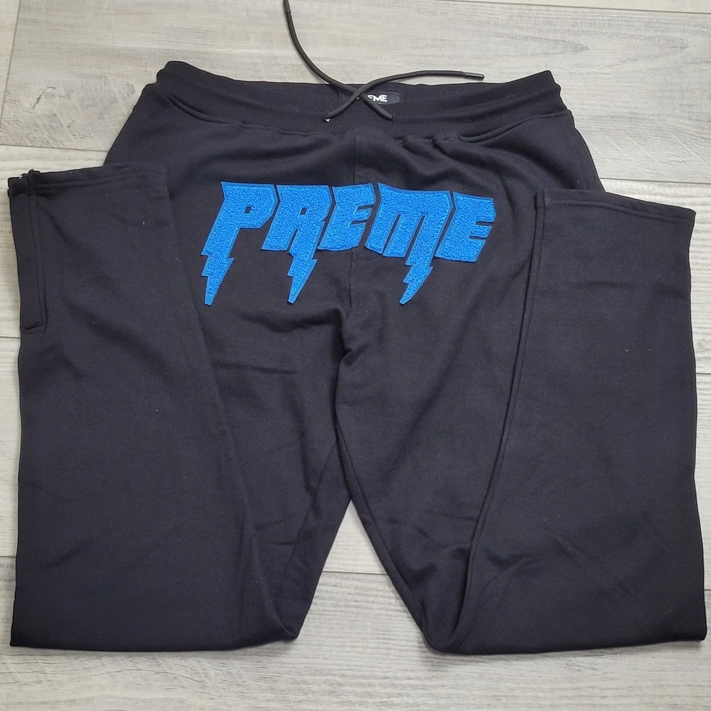 PREME Thunder Sweatpants Joggers Men 3XLarge Black Zip Cuffs Streetwear Grunge
